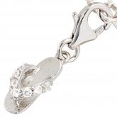 Einhänger/Charm "Flip-Flop" 925 Sterling Silber mit 7 Zirkonia weiß | Silberschmuck