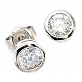 Ohrstecker 925/-Silber mit weißen Zirkonia rund facettiert | Silberschmuck
