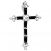 Anhänger "Kreuz" 925 Sterling Silber mit Zirkonia schwarz/weiß | JOBO