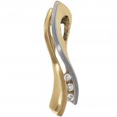 Anhänger 585 Gelbgold Bicolor mit 3 Brillanten geschwungen designt | Edelsteine