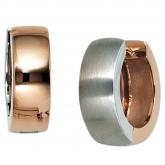Creolen rund 585 Weiß-/Rotgold bicolor teilmattiert | Rosé- und Rotgoldschmuck
