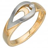 Damen Ring "Tropfen" 585 Gelb-/Weißgold mit Brillant | Gelbgoldschmuck