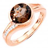 Damenring 14 K (585) Rotgold ein Rauchquarz und Brillanten 0,04ct. | Edelsteine