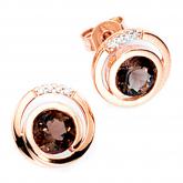 Ohrstecker 585 Rotgold mit Rauchquarzen und Diamant-Brillanten 0,04ct. | Edelsteine