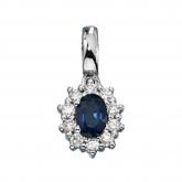 Anhänger 14 K (585) Weißgold mit Brillanten 0,20ct. und einem blauen Saphir | Edelsteine
