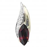 Anhänger 14 K (585) Gelbgold mit einem Granat und Brillanten 0,01ct. | Edelsteine