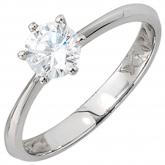 Damenring 925 Silber mit Zirkonia Solitär | Silberschmuck