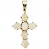 Anhänger "Kreuz" 14 k ( 585) Gelbgold mit Opalen | Edelsteine