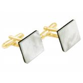 Herren-Manschettenknöpfe vergoldet mit Perlmutt weiß quadratisch ca. 16 mm | Herrenschmuck
