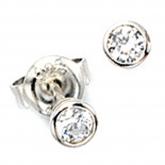 Ohrstecker rund 925 Sterling Silber mit 2 Zirkonia weiß ca. 3,9 mm | Silberschmuck