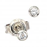 Ohrstecker rund 925 Sterling Silber mit 2 Zirkonia weiß ca. 2,9 mm | Silberschmuck