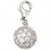Einhänger/Charm "Kugel" 925 Sterling Silber mit Zirkonia weiß | Silberschmuck