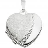 Medaillon "Herz"  925 Sterling Silber/teileismatt mit Dekor