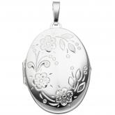 Medaillon 925 Sterling Silber mit Blumenranken Dekor | Silberschmuck