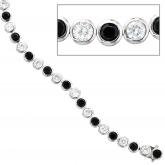 Armband 925/-Silber mit schwarzen und weißen Zirkonia | Silberschmuck