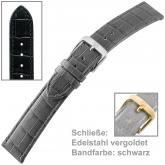 Uhrenarmband für Herren schwarz Louisiana Prägung auf Kalbleder | Uhren