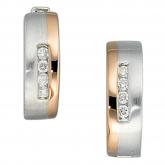 Creolen rund 585 Weiß-/Rotgold mit 8 Brillanten 0,10 ct.