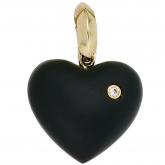 Einhänger/ Anhänger "Herz" 585 Gelbgold mit schwarzem Onyx und Brillant | Edelsteine