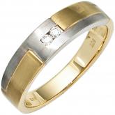Herrenring 14 K (585) Gelb- und Weißgold mit Brillanten 0,08 ct. | Herrenschmuck