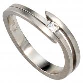 Damen-Ring 950 Platin mattiert mit Diamant-Brillant 0,09ct. | Platinschmuck