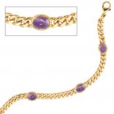 Armband 585 Gelbgold mit vier Amethyst-Chabochons | Edelsteine