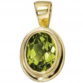 Anhänger 585 Gelbgold mit Peridot oval | Gelbgoldschmuck
