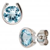 Ohrstecker 14k (585) Weißgold mit 2 Blautopasen | Edelsteine