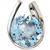 Anhänger 14k (585) Gold Weißgold mit Blautopas hellblau Hufeisenform | Edelsteine