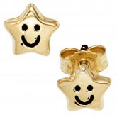 Kinder Ohrstecker "lächelnder Stern" 333 Gelbgold | Gelbgoldschmuck
