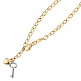 Fußkettchen "Schlüssel/Herz" 585 Gelb-/Weißgold 26 cm | Gelbgoldschmuck
