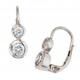 Boutons 333 Weißgold mit 4 Zirkonia weiß rund gefasst | Edelsteine