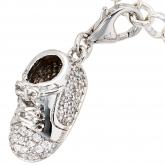 Einhänger/Charm "Babyschuh" 925 Sterling Silber mit Zirkonia weiß | Silberschmuck