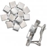 Ohrstecker 925 Silber mit 10 Zirkonia weiß Fliesen-Optik abstrakt