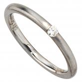 Damen Ring 950 Platin mattiert mit Brillant 0,06 ct. Solitär | Platinschmuck