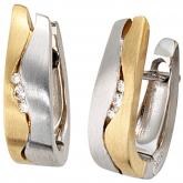 Creolen 14 K (585) Weiß- und Gelbgold mit Brillianten 0,06ct. | Edelsteine