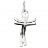 Anhänger "Kreuz" 585 Weißgold mit Brillant | Edelsteine