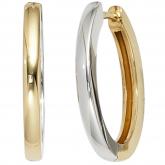 Creolen oval 585 Gelb-/Weißgold bicolor | Weißgoldschmuck