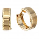 Creolen rund 333 Gelbgold/teilmatt mit Dekor ca. 14,5 mm | Gelbgoldschmuck