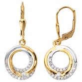 Boutons - Ohrgehänge 8 K (333) Gelbgold mit Zirkonia | Bicolor Schmuck