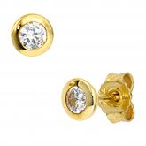 Ohrstecker rund 333 Gelbgold mit 2 Zirkonia weiß | Gelbgoldschmuck