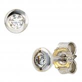 Ohrstecker 375 Weißgold mit Zirkonia weiß | Edelsteine