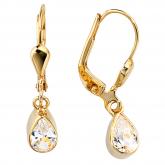 Boutons 8k (333) Gelbgold mit Zirkonia weiß Tropfen | Edelsteine