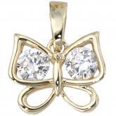 Anhänger "Schmetterling"  8 K (333) Gelbgold mit Zirkonia | Gelbgoldschmuck