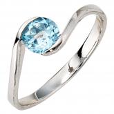 Twist Ring 333 Weißgold mit Blautopas | Edelsteine