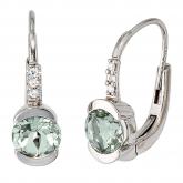 Boutons/Ohrringe 14 K (585) Weißgold mit Brillanten 0,06 ct., grüne Amethyste | Weißgoldschmuck