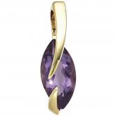 Anhänger 585 Gelbgold mit Amethyst dunkelviolett Marquise | Edelsteine
