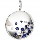 Anhänger 14k (585) Weißgold mit Blue Saphir und Brillanten 0,10ct. | Edelsteine