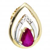 Anhänger 585 Gelbgold mit Rubin und Brillanten | Edelsteine