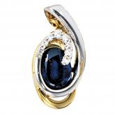 Anhänger 585 Gelb- und Weißgold mit Blue Saphir und Brillanten 0,04ct. | Edelsteine