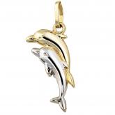 Anhänger 8 K (333)  Gelbgold "Delfine" | Bicolor Schmuck